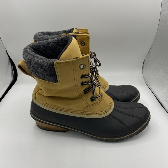 Sorel Slimpack II Lace Winter Boots Womens Size 12 EUR 43 Leather Elk Black - Picture 3 of 9